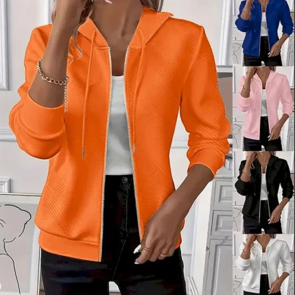 Women's Pullover Plain Elegant Casual Long Sleeve Hooded Regular Tops Holiday Zipper Black White Pink Blue Orange Spring Fall Winter