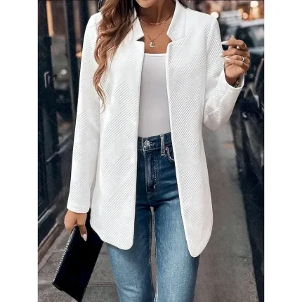 Women's Blazer Solid Color Comfortable Fashion Regular Fit Outerwear Long Sleeve Winter Black S