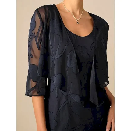 Women's Shrugs Solid Color Elegant Stylish Casual 3/4 Length Sleeve Asymmetrical Crop Tops Wedding Guest Beach Wedding Navy Blue Summer Spring Fall